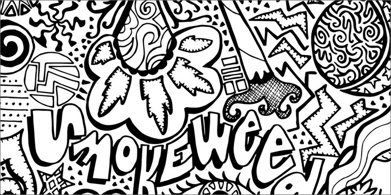 800x400 Psychedelic Weed Coloring Pages Printable In Amusing Page