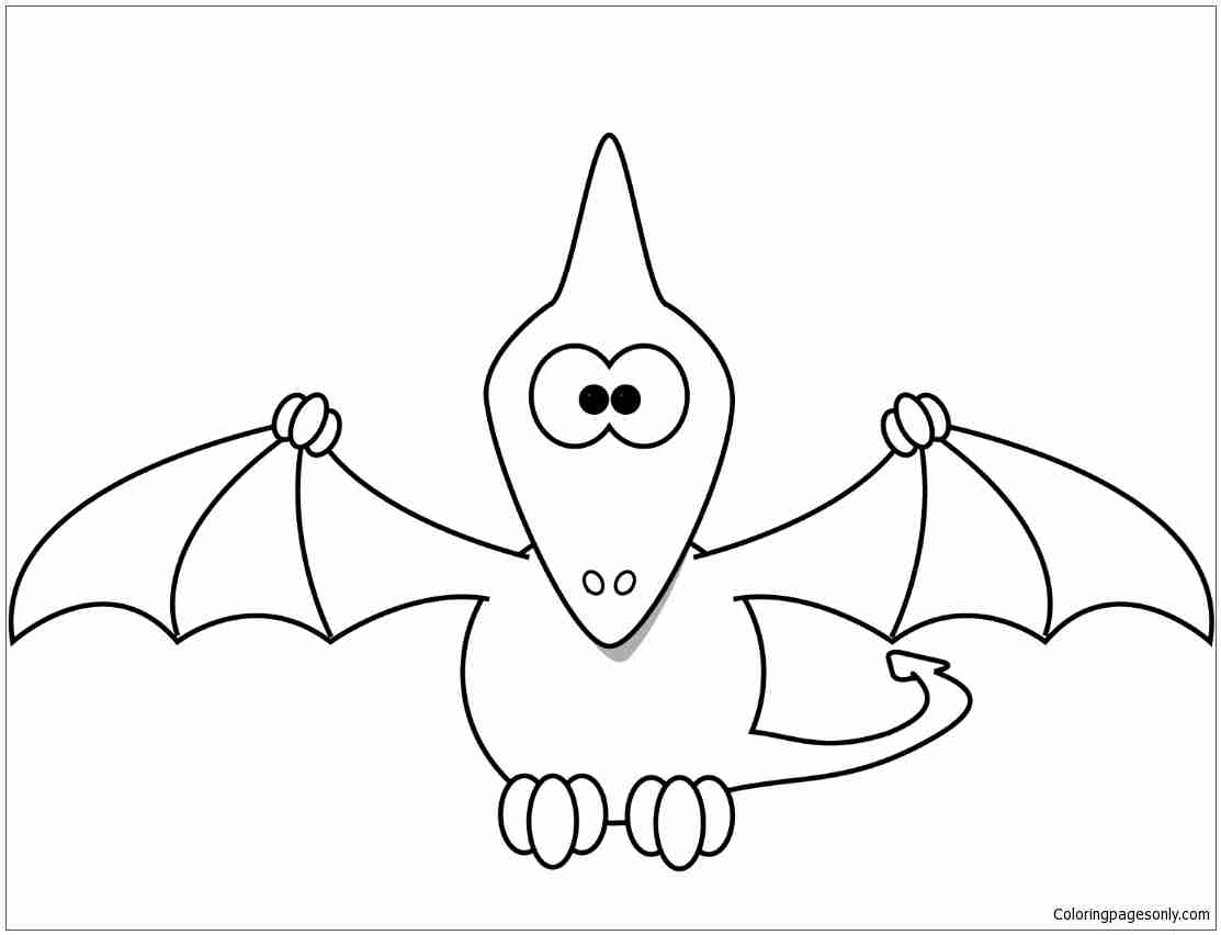 1113x852 Cartoon Pterodactyl Coloring Page Free Pages Online Brilliant