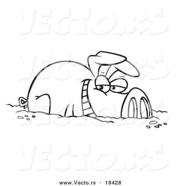 600x620 Vector Of A Cartoon Happy Pig In A Mud Puddle