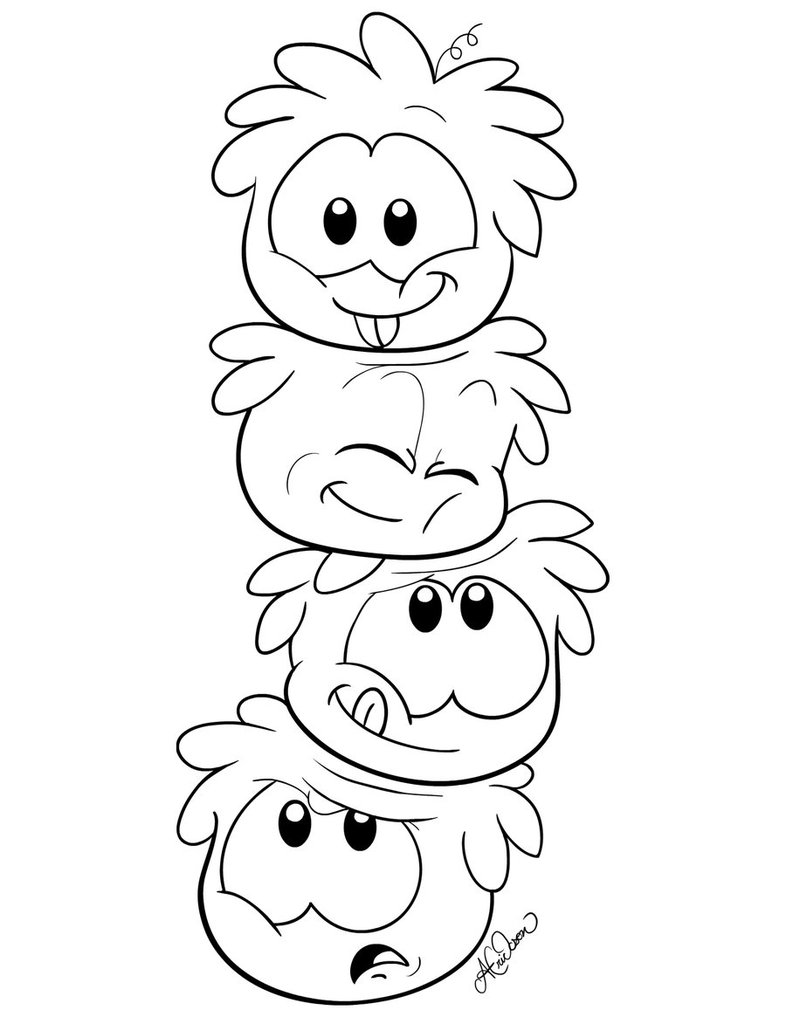 786x1017 Stacked Puffle Colouring Page By Hidden Rainbows