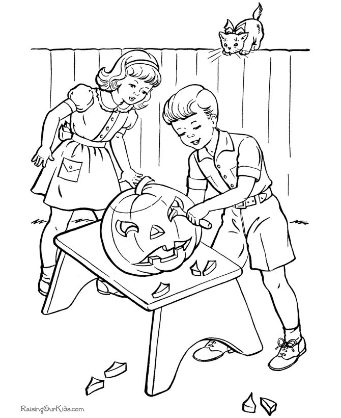 Pumpkin Carving Coloring Pages