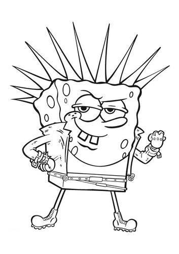353x500 Spongebob Squarepants Punk Coloring Page