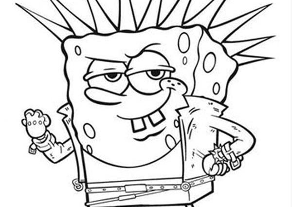 600x425 Punk Coloring Pages Spongebob In Punk Outfit Coloring Page 600849