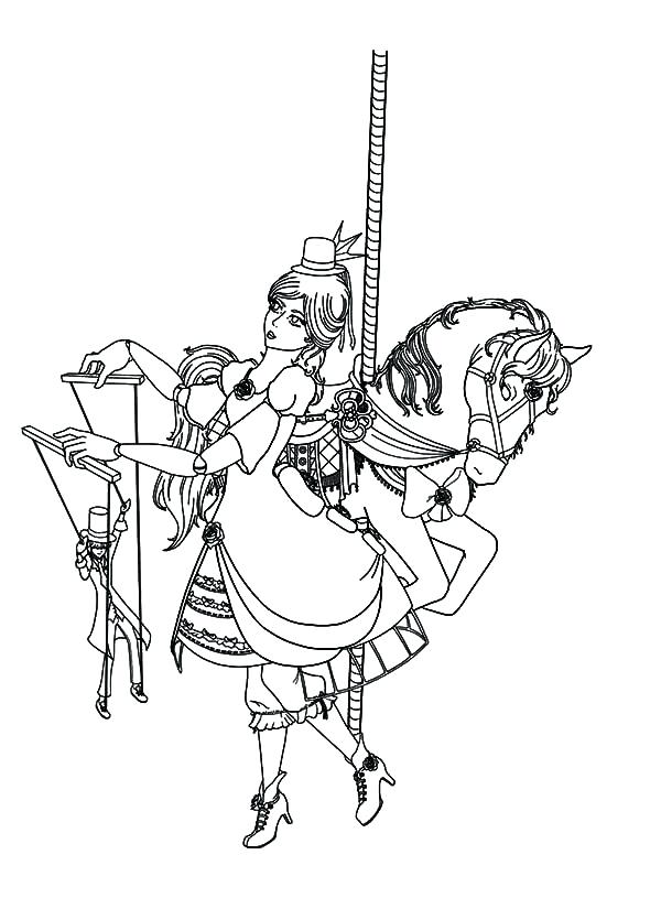 600x815 Carousel Coloring Page Carousel Horse And Lady Puppet Master