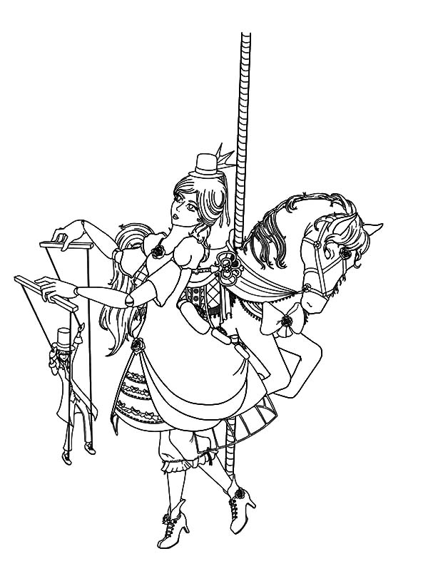 600x815 Carousel Horse And Lady Puppet Master Coloring Pages Carousel