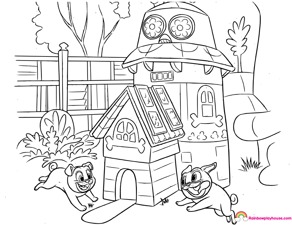 990x765 Puppy Dog Pals Clubhouse Printable Coloring Page