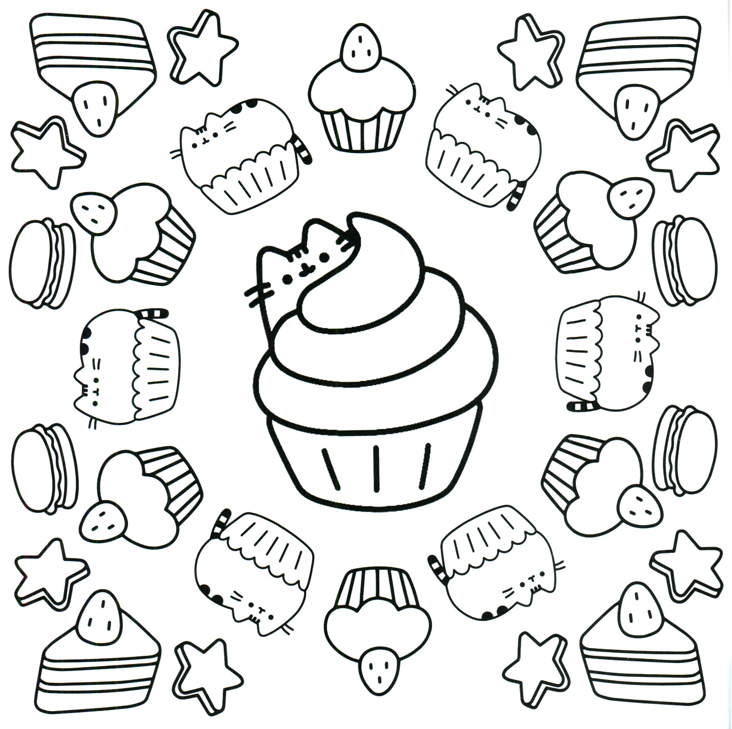 1430x1424 Pusheen Cat Coloring Pages
