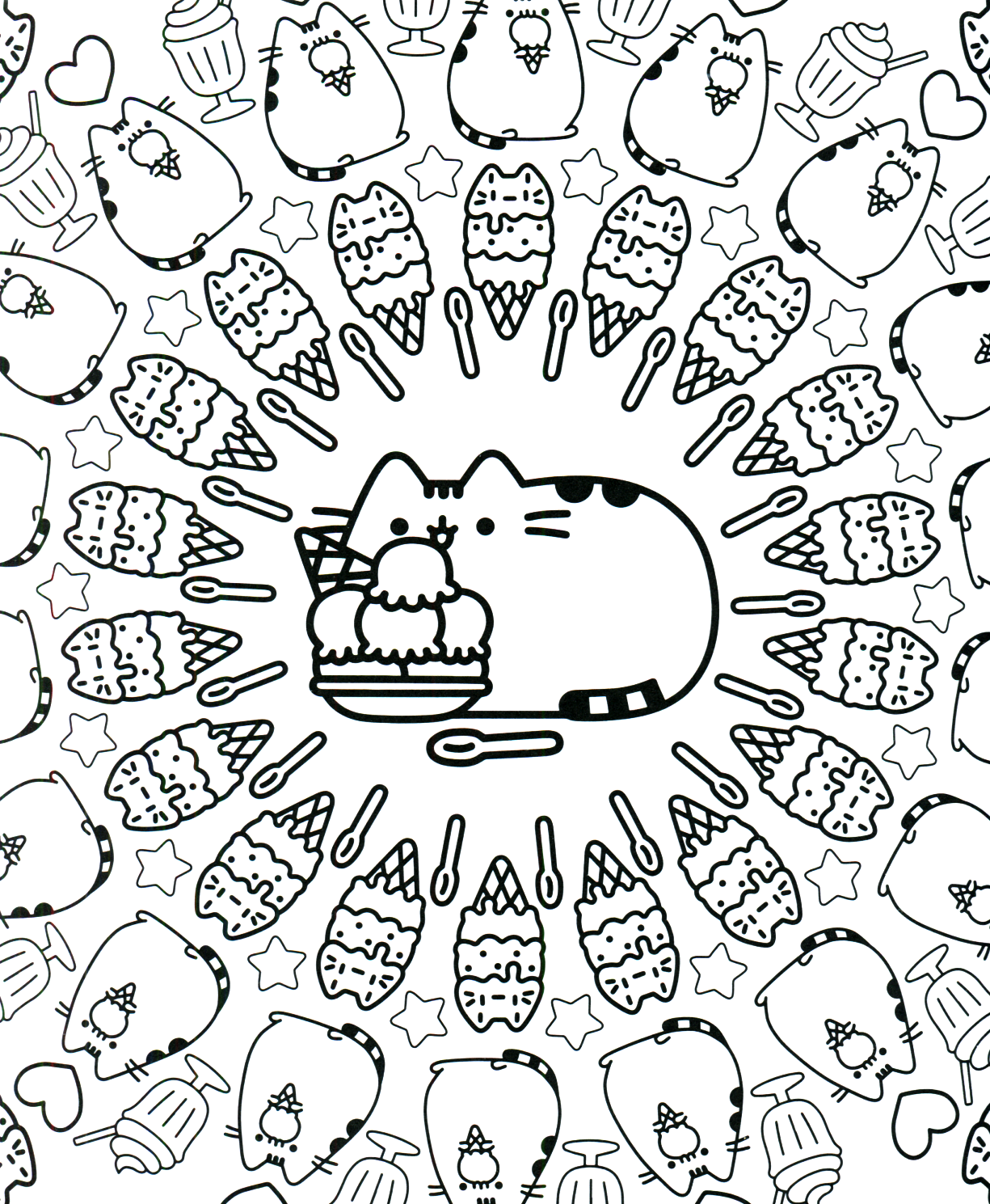1225x1489 Pusheen Coloring Book Libro Para Colorear