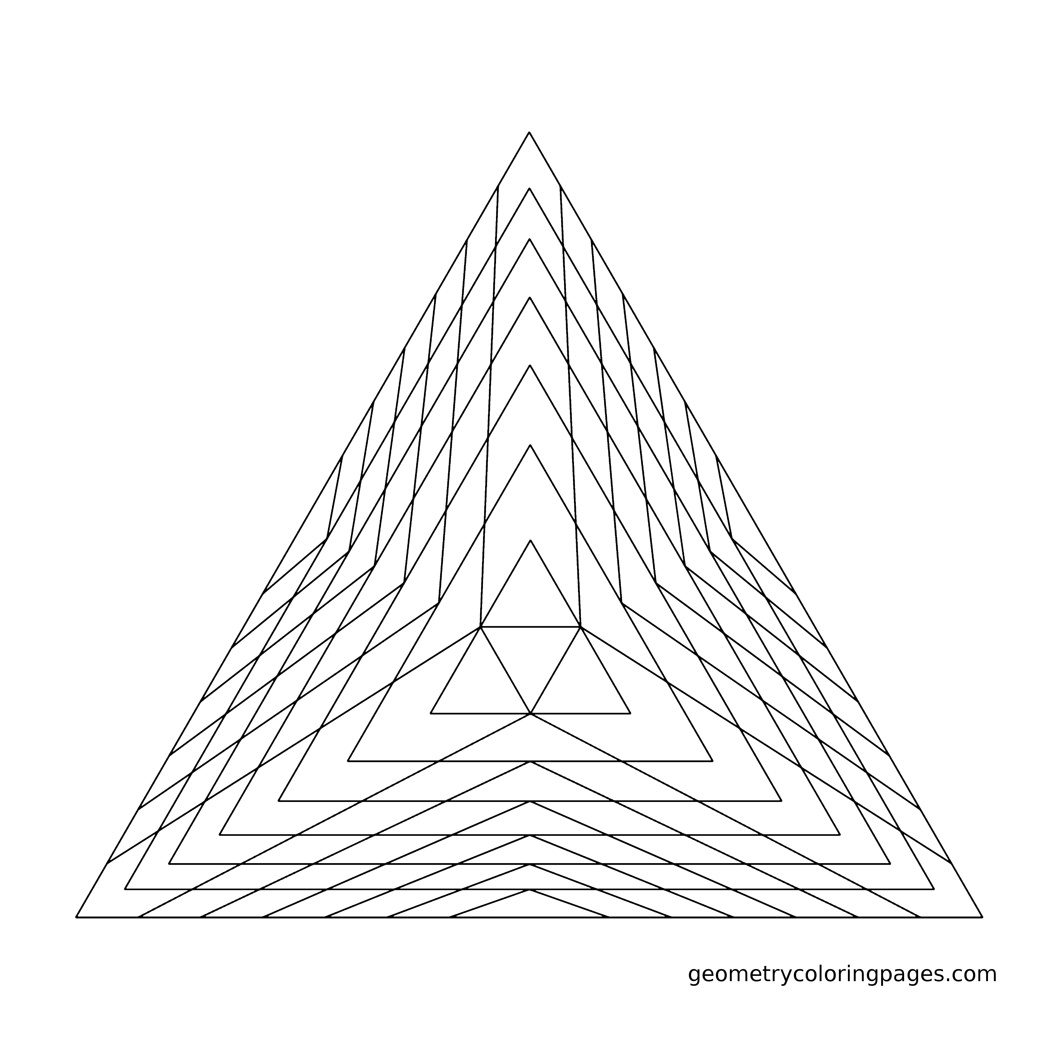 3400x3400 Geometry Coloring Page, Pyramid