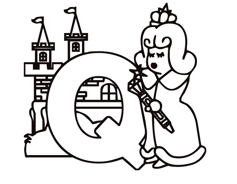 810x630 Printable Letter Q (Kiddy) Coloring Page