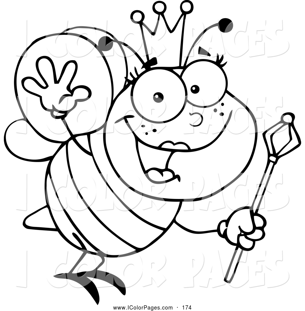 1024x1044 Vector Coloring Page Of A Black And White Waving Friendly Queen