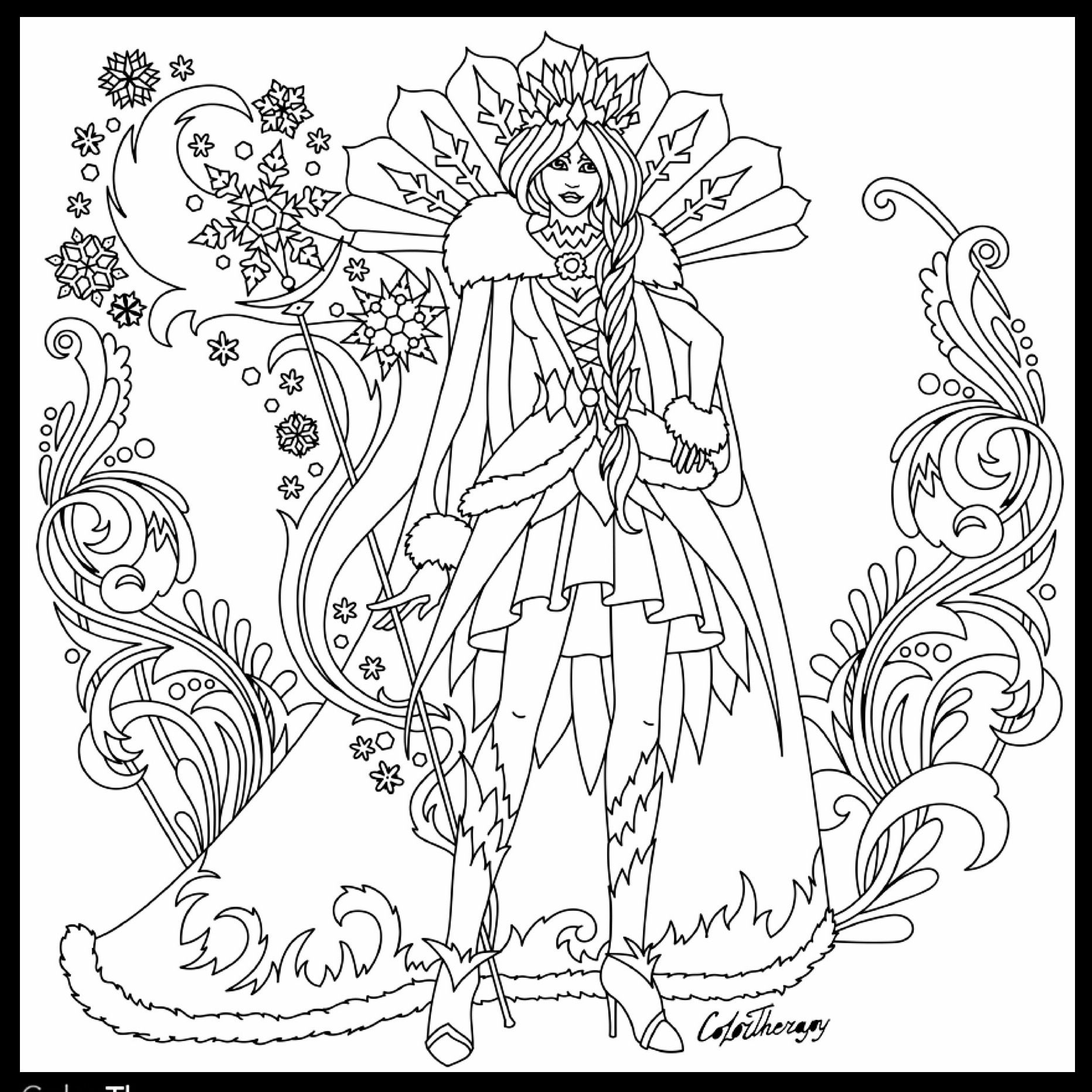 1863x1863 Stunning Snow Queen Coloring Page For Adults Pic Of Black