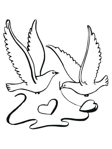 360x480 Lovebirds With Hearts Coloring Page Free Printable Coloring Pages