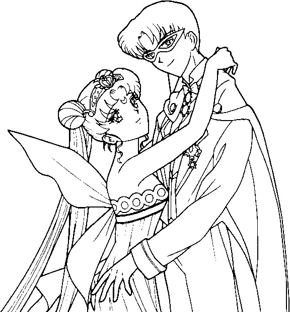 576x621 Neo Queen Serenity And King Endymion Coloring Page By