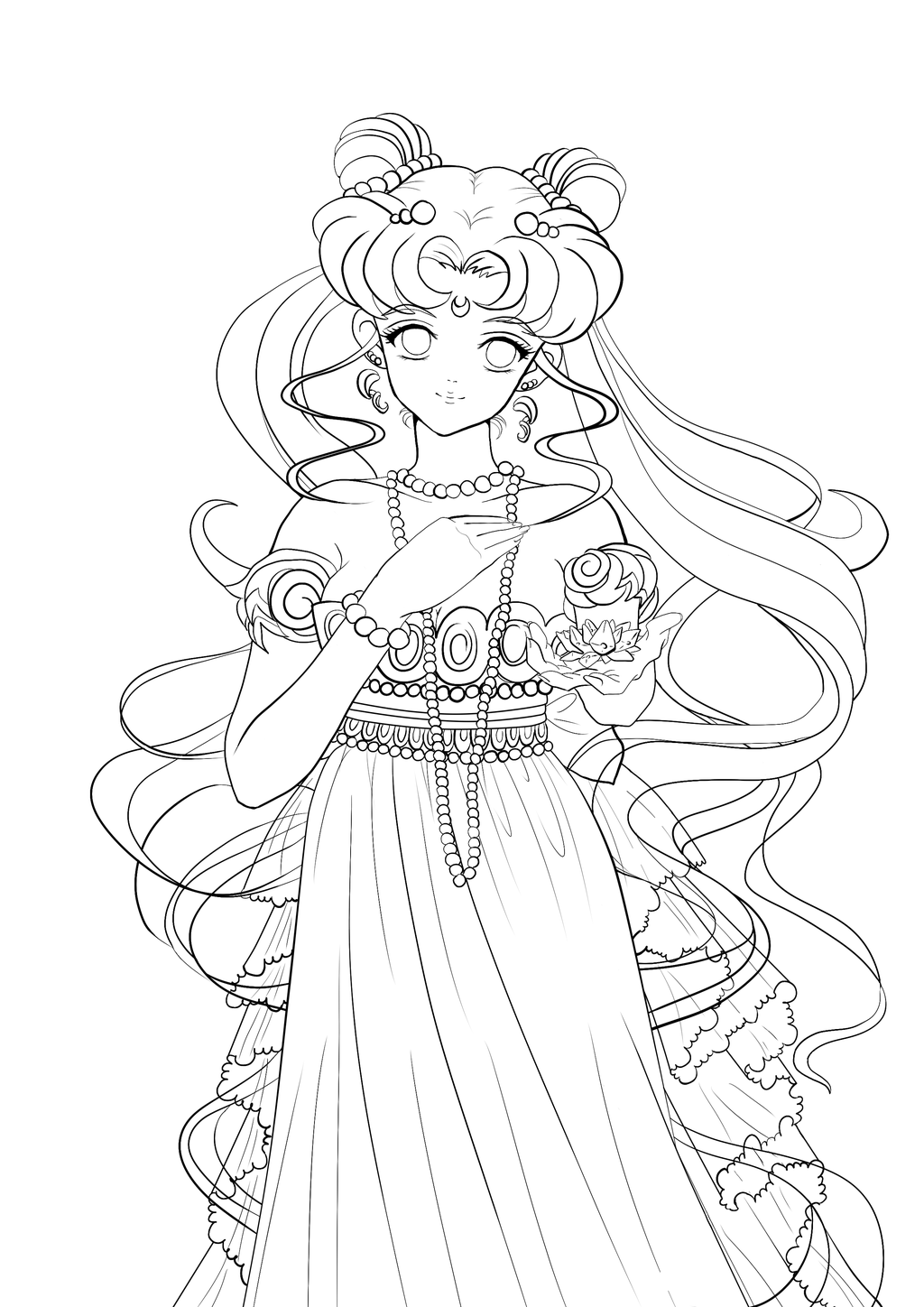 1024x1448 Princess Serenity (Line Art) By