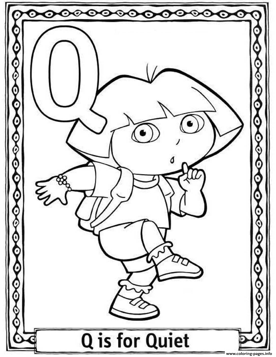 1085x1400 Dora Alphabet Coloring Pages Print Dora Quiet Alphabet S0227