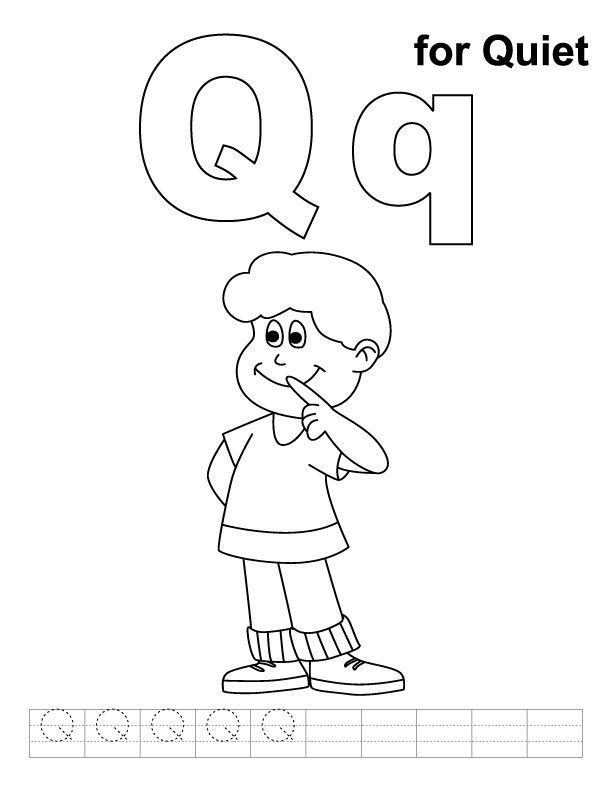 612x792 Q Is For Quiet Coloring Page