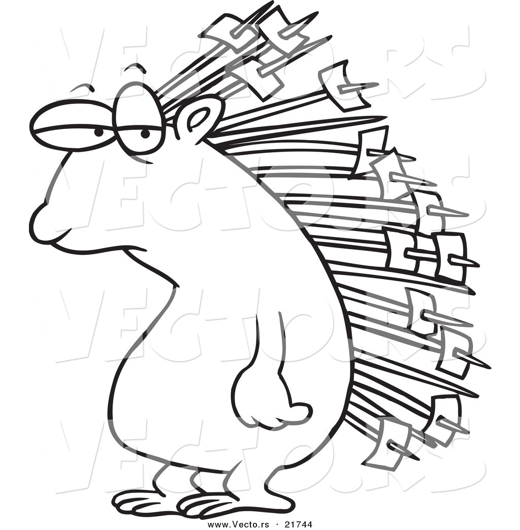 1024x1044 Vector Of A Cartoon Porcupine With Memos On His Quills