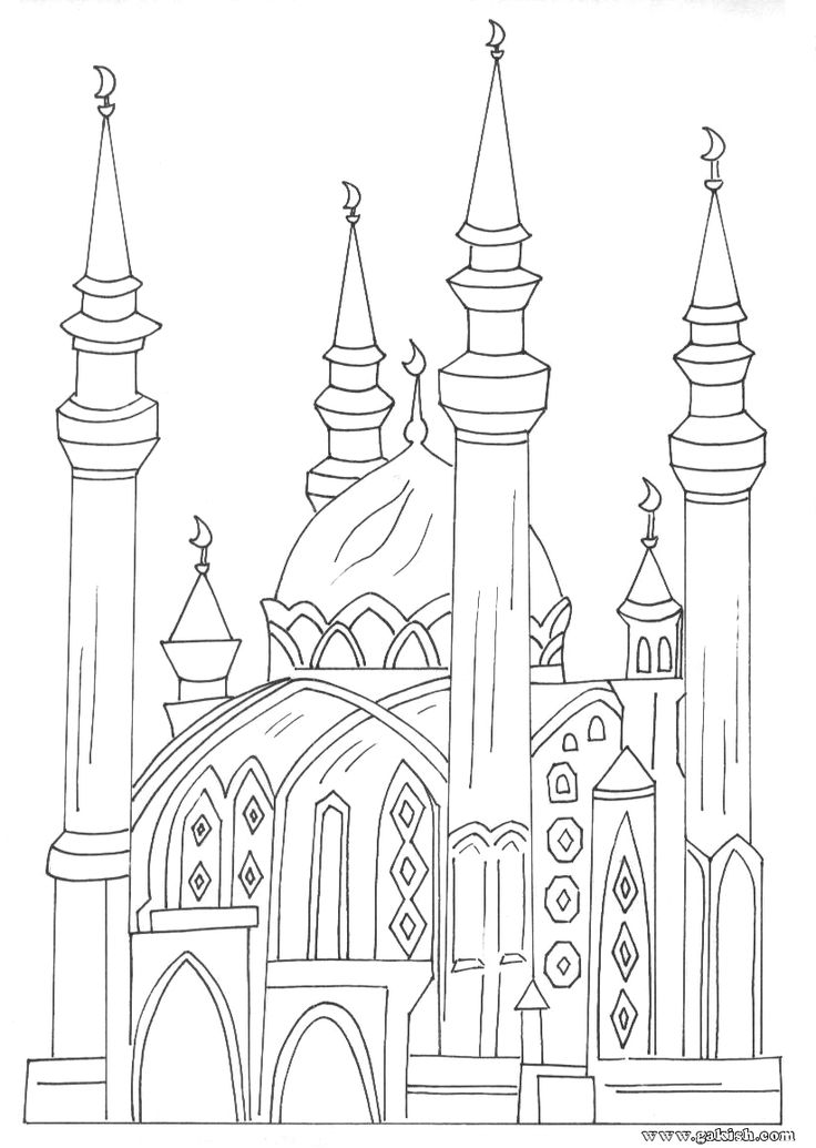 736x1035 Drawn Mosque Colouring