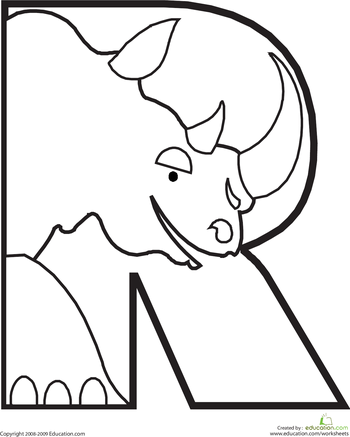 350x437 Letter R Coloring Page Animal Alphabet, Rhinos And Worksheets