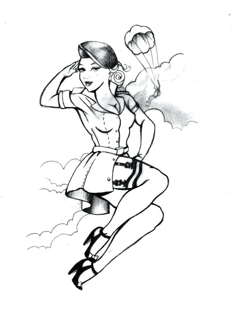 750x1007 Pin Up Girl Coloring Pages Medium Size Of As Well R Rated