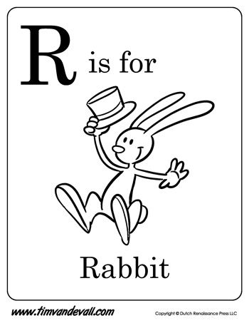350x453 R Is For Rabbit Letter R Coloring Page Alphabet Book