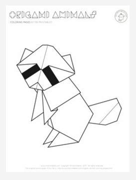 273x360 Origami Raccoon Coloring Page