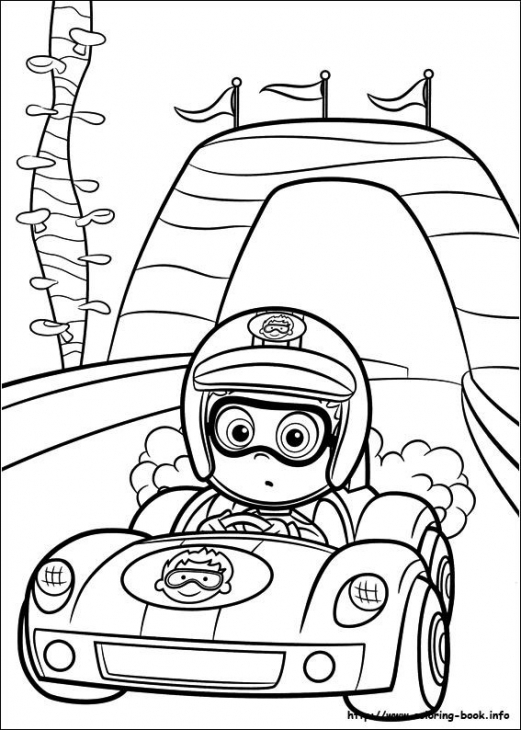 521x730 Nonny Bubble Guppies Driving Racing Car Coloring Page Online