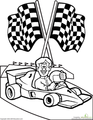 301x387 Color The Race Car Driver Worksheet