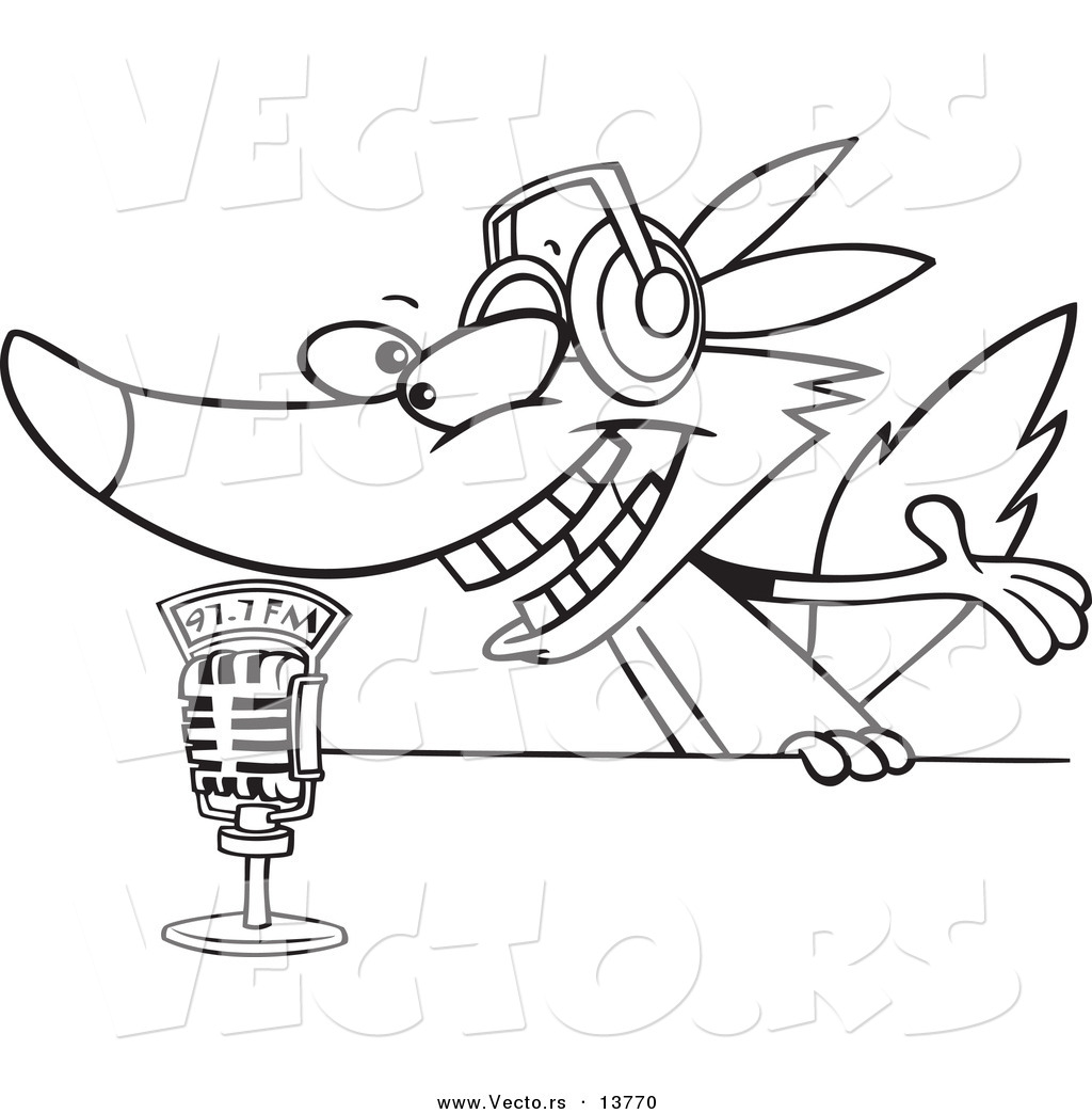 1024x1044 Vector Of A Cartoon Radio Wolf Talking Into A Microphone