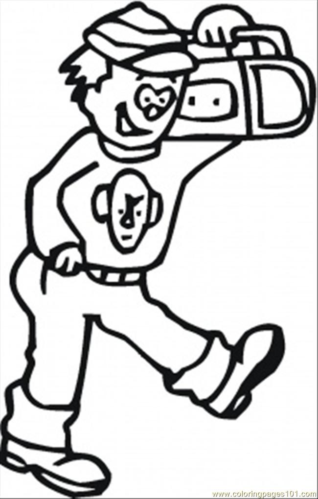 650x1020 Walking With Radio Coloring Page