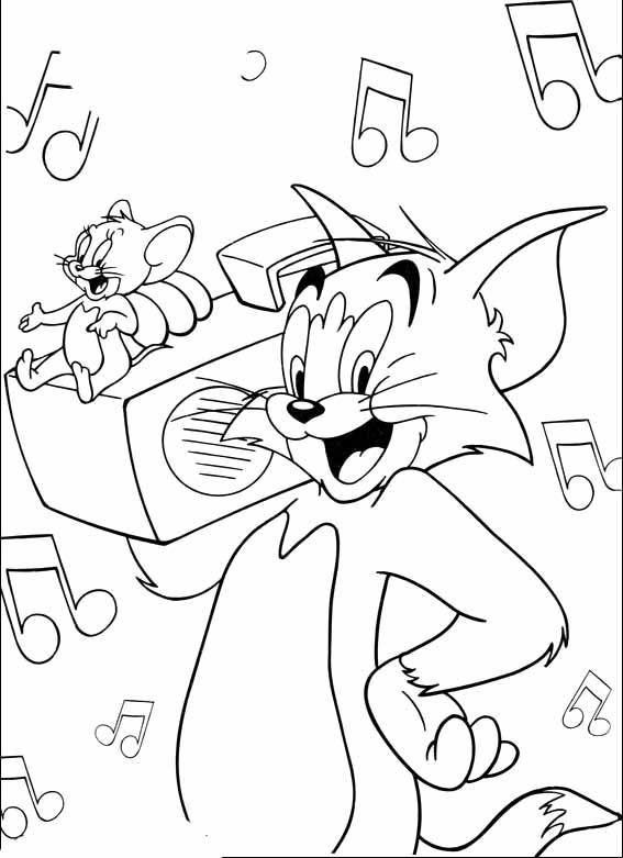 567x781 Cats Carry The Radio Coloring Page Tom And Jerry