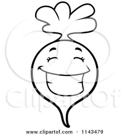 450x470 Cartoon Clipart Of A Black And White Happy Radish Character