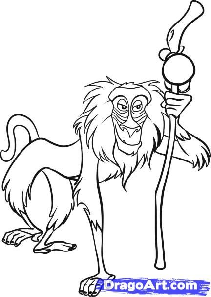 432x607 How To Draw Rafiki Step 7 How To Draw Disney Characters