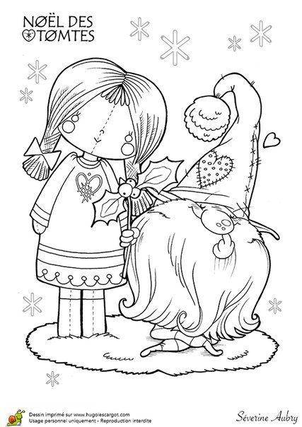 427x604 Tomte, Cute Gnome With Rag Doll. Coloring Page. Faeries, Puppets