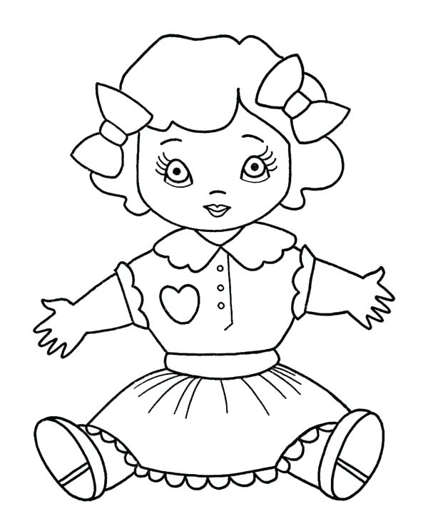 600x734 Coloring Doll Coloring Book Little Girl With A Doll Colour Hair