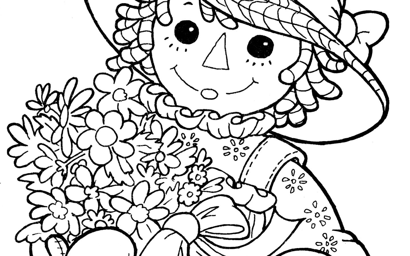 1440x900 Coloring For Kids Raggedy Ann Costume Pages Marvelous Paper Doll