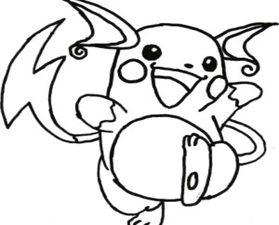 400x322 Fighting Pose Coloring Raichu Page