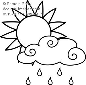 300x298 Art Image Of A Sun With A Rain Cloud Weather Coloring Page