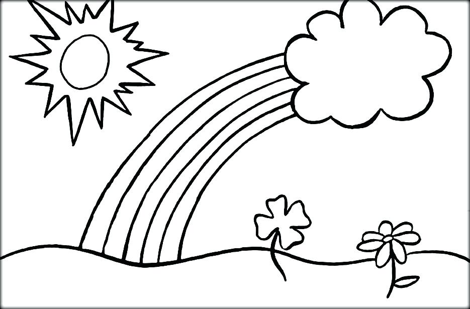 935x615 Rainbow With Clouds Coloring Page Rainbow Kids Coloring Book