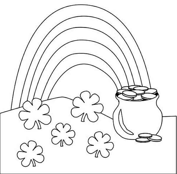 Rainbow And Pot Of Gold Coloring Pages