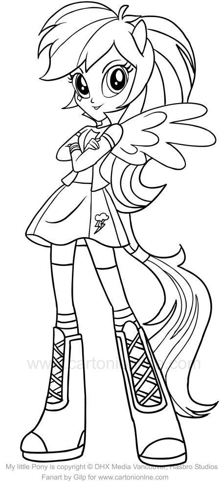 452x992 Drawing Rainbow Dash (Equestria Girls) Of The My Little Pony