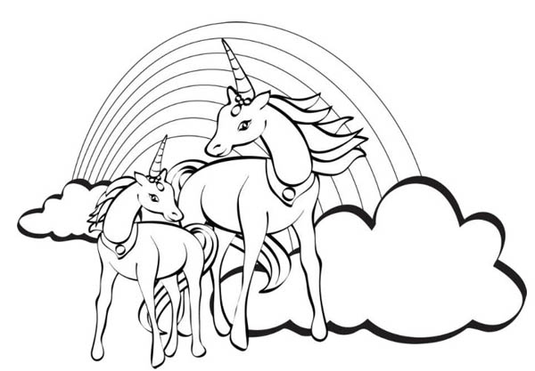 600x417 Two Unicorn With A Rainbow