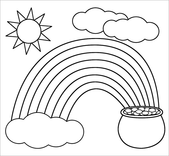 Rainbow With Pot Of Gold Coloring Page