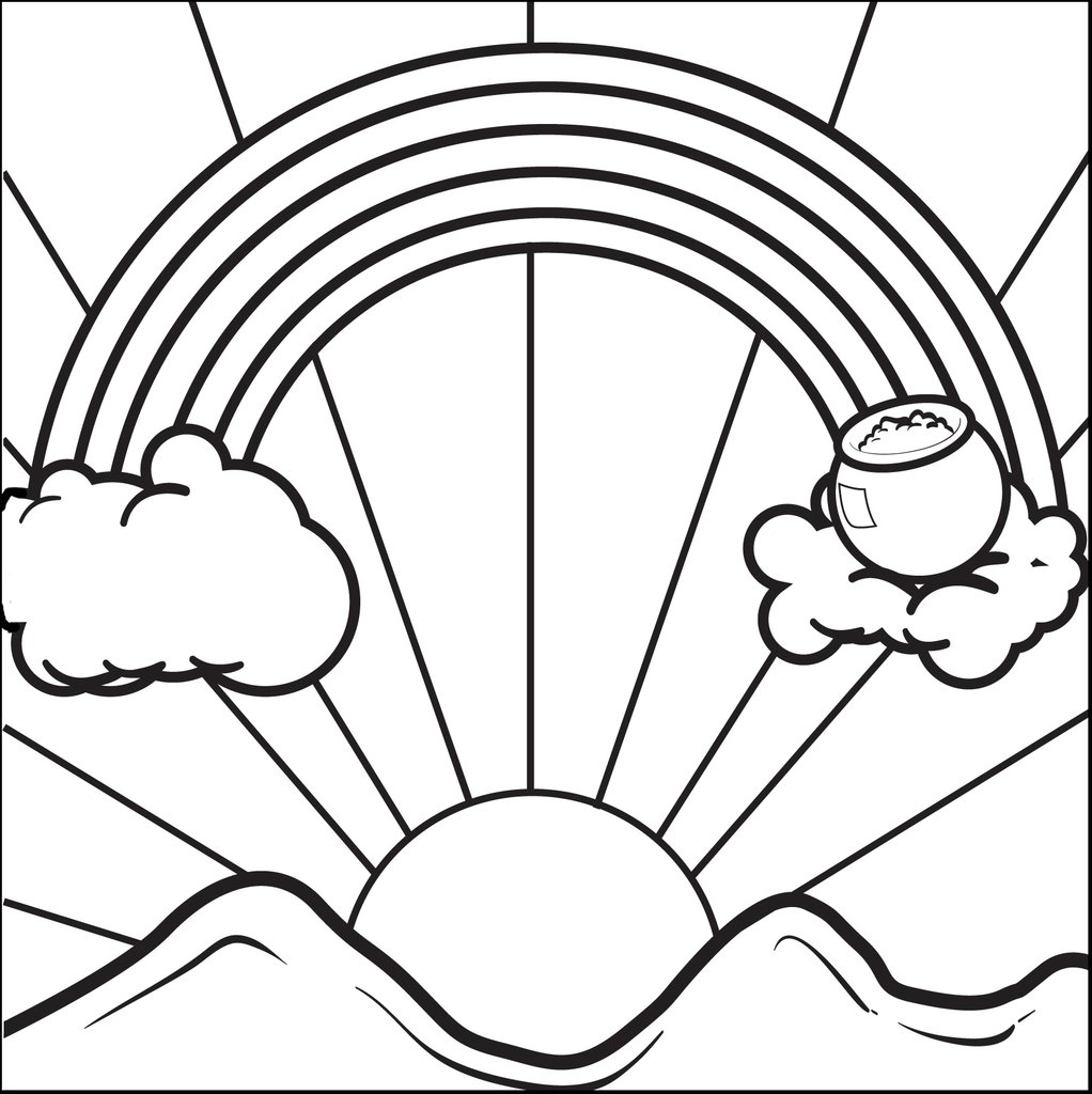 1022x1024 Free, Printable Rainbow With A Pot Of Gold Coloring Page For Kids