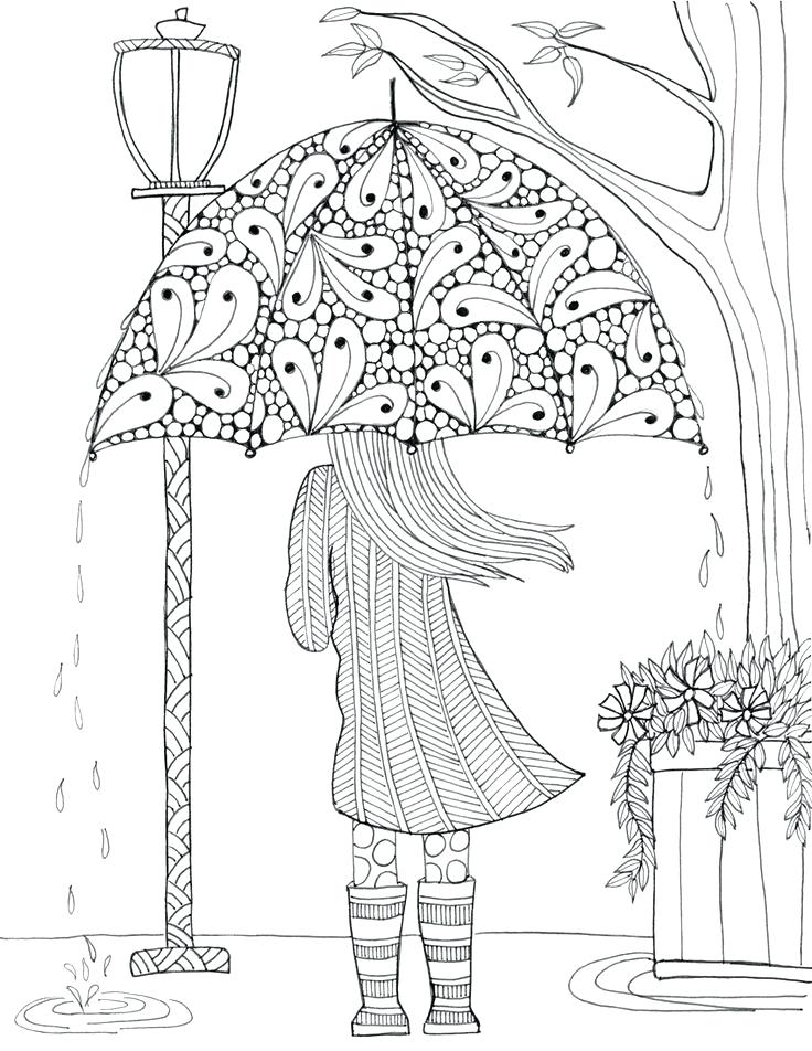 736x952 Rain Coloring Page Drawn Umbrella Colouring Picture 9 Raincoat
