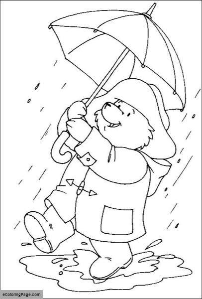 406x600 Raincoat Paddington Bear Coloring Page
