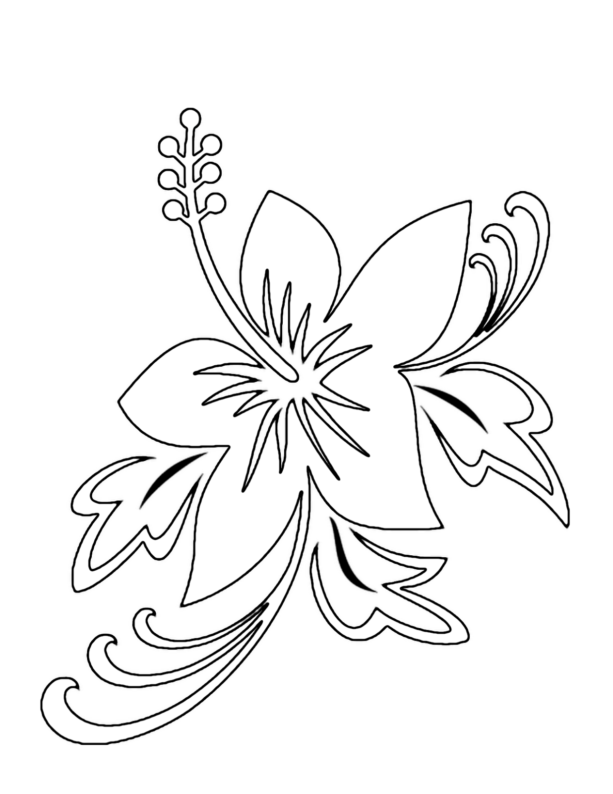1236x1600 Hawaiian Flower Coloring Pages