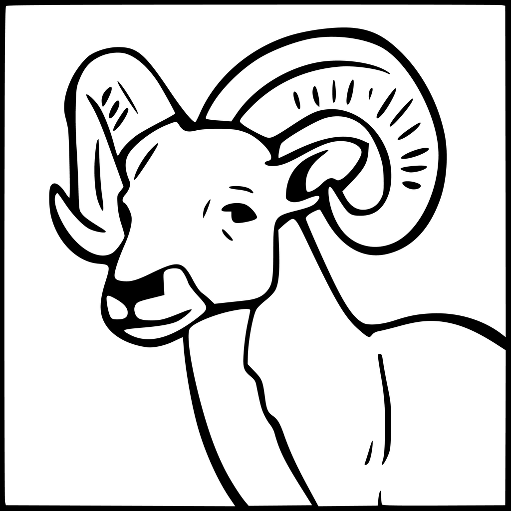 1024x1024 Ram Animal Coloring Page