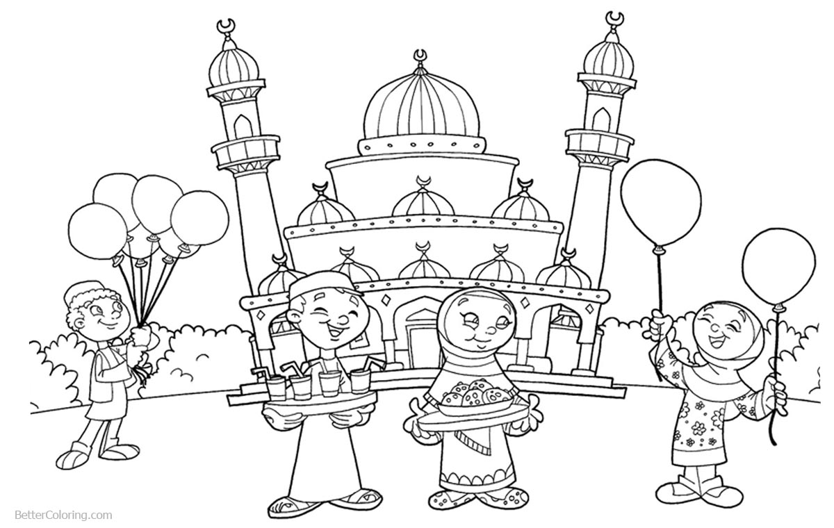 1200x760 Ramadan Coloring Pages People At The Mosque